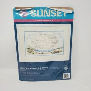 Dimensions Sunset Counted Cross Stitch Kit-Footprints Along The Beach Vintage